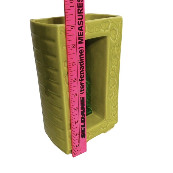 Vintage Shawnee Pottery Double Vase 850 Chartreuse Green Deer Ivy Mid Century - Picture 8 of 11